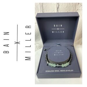 🌟 Bain x Miller Men's Beaded Bracelet - Black & Seafoam Green